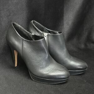 Vince Camuto Black Leather Elvin Platform Ankle Booties High Heel